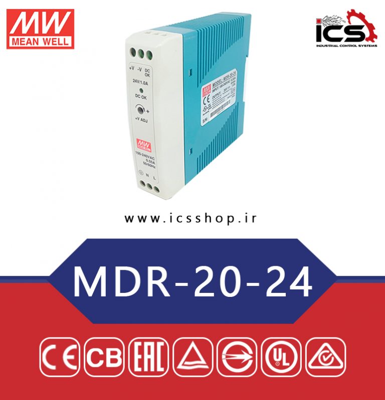 منبع تغذیه 24 ولت 1 آمپر مین ول (MDR-20-24)