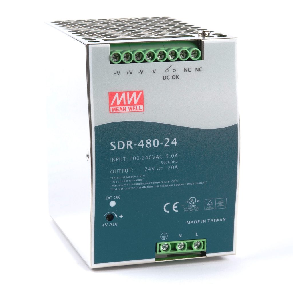 منبع تغذیه 24 ولت 20 آمپر مین ول SDR-480-24